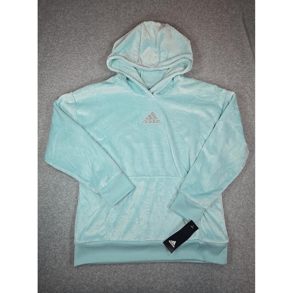 Adidas Originals Girls Sz Large Velour Sweatshirt Hoodie Pullover Activewear NWT